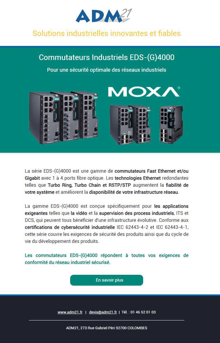 ADM21 - Commutateurs Fast Ethernet EDS-4000 - Moxa